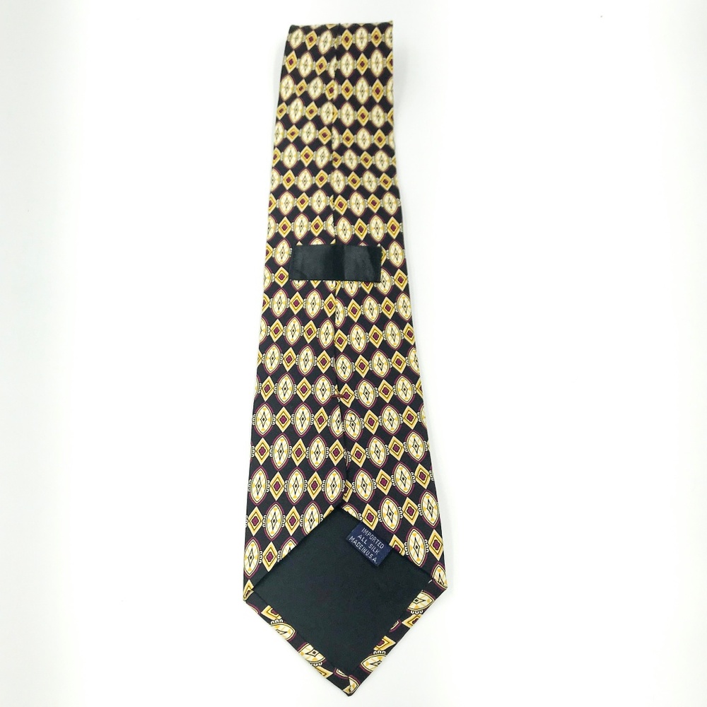 Unbranded Black Geometric Silk Necktie - Picture 5 of 7